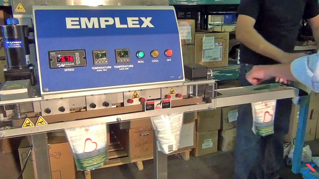 sealing stand up pouches on high speed band sealer with dual loading mps 7100