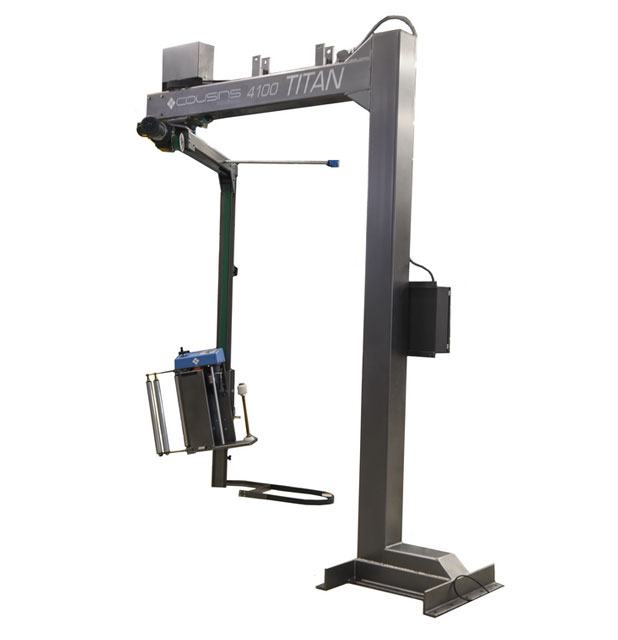 automatic stretch wrap machine rotary arm fork lift pallet jack loaded single post