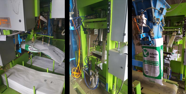 automatic bag placer machine and hanger for open mouth bags