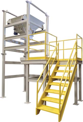 big bag unloader station with hopper and platform