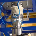 filling spout is lowered into IBC inlet