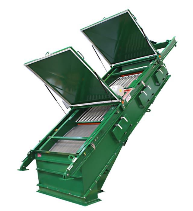 front to back dry screening machine with dual screen panel access doors