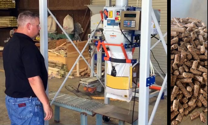 wood pellet packaging equipment under supply hopper