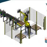 semi automatic robotic palletizing system side by side pallets