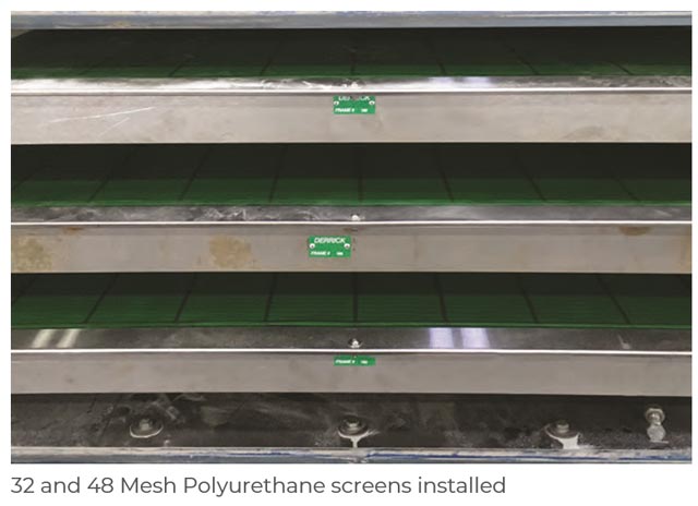 32 and 48 mesh polyurethane screens at frac sand plant