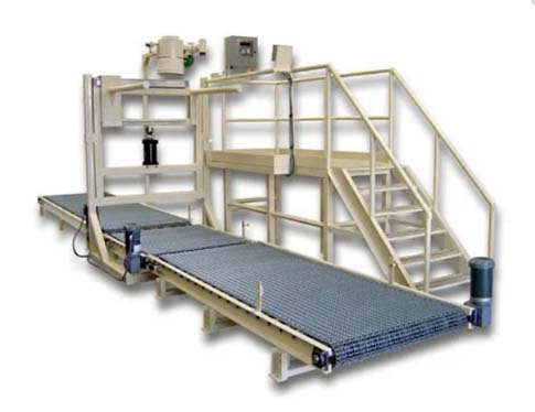 bulk bag barley bagging equipment with platform and take away conveyor