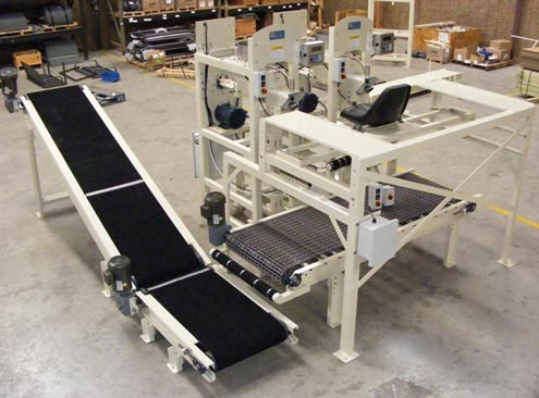 filling 50 lb bags with golf course sand