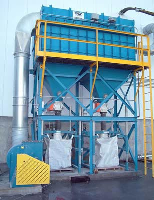 bulk bag filling system with dust controlled automatic filling