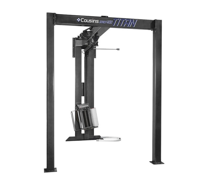 automatic stretch wrap machine rotary arm fork lift pallet jack loaded dual post