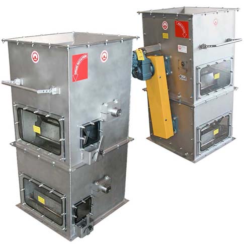 dual or two rotating drum magnets in housing with drive motor