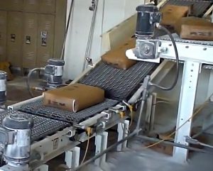 bag palletizing conveyors to move filled valve bags