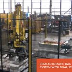 semi automatic bag palletizing system with dual stacking stations